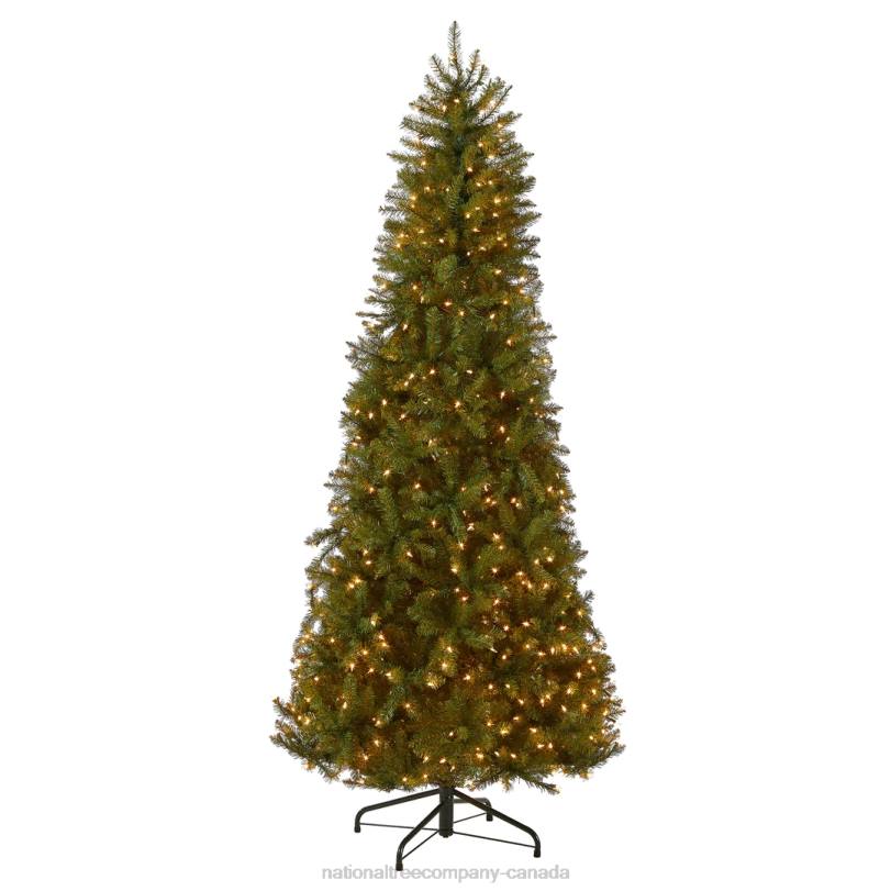H4X044National Tree Company Pre-Lit Artificial Slim Christmas Tree, Green, Dunhill Fir, White Lights, Includes Stand, 7.5 Feet