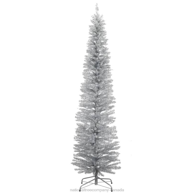 H4X047National Tree Company Artificial Christmas Tree, Silver Tinsel, Includes Stand, 7 feet