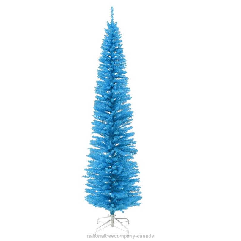 H4X081National Tree Company 7.5 Feet Slim Light Blue Christmas Tree with White Stand