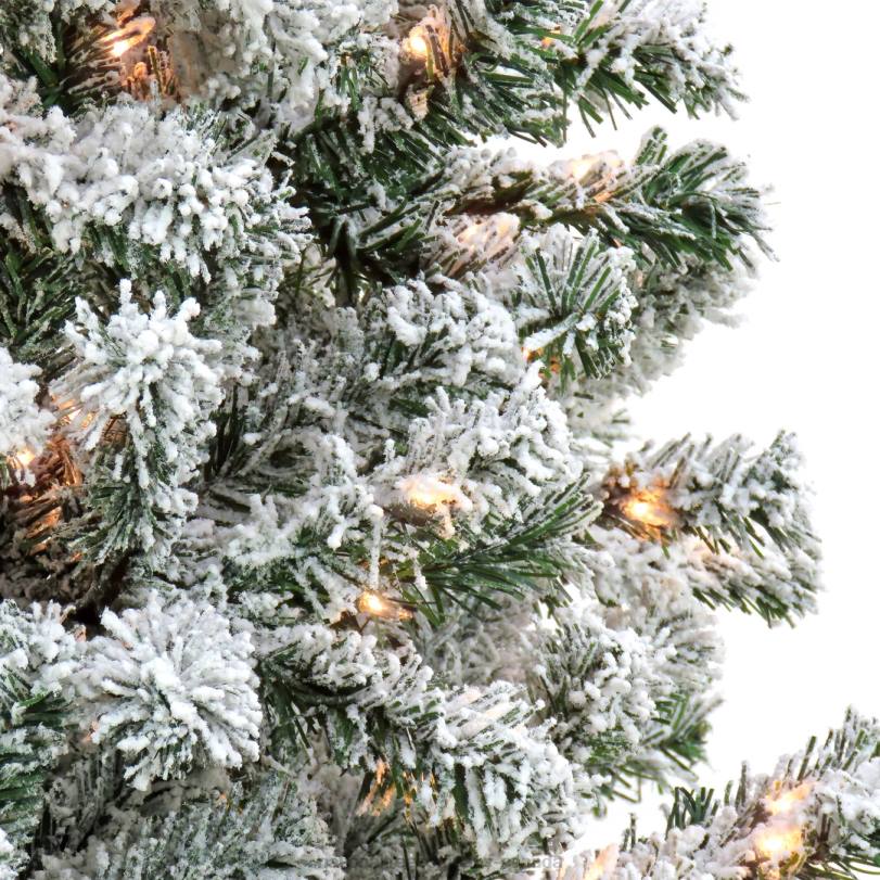 H4X090National Tree Company 7.5 Feet Pre-lit Artificial Frosted Bonnyville Spruce Hinged Tree, 700 Clear Lights- UL