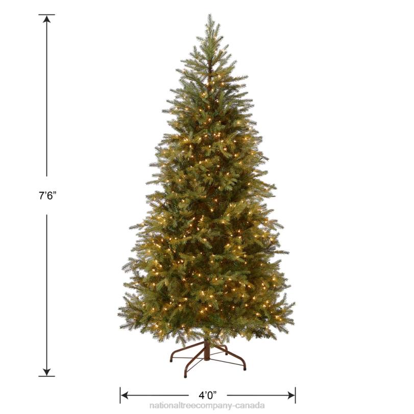 H4X09National Tree Company Pre-Lit 'Feel Real' Artificial Slim Christmas Tree, Green, Nordic Spruce, White Lights, Includes Stand, 7.5 feet