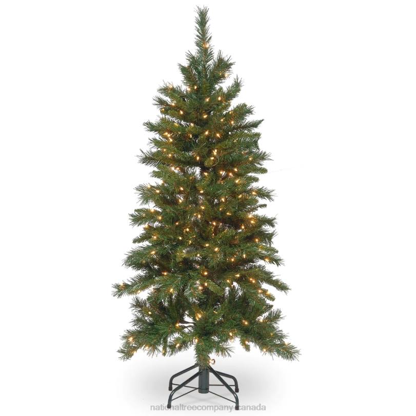 H4X0108National Tree Company Pre-Lit Artificial Slim Christmas Tree, Green, Tiffany Fir, White Lights, Includes Stand, 4.5 Feet