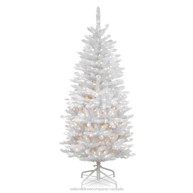 H4X0120National Tree Company Artificial Pre-Lit Slim Christmas Tree, White, Kingswood Fir, White Lights, Includes Stand, 4.5 Feet