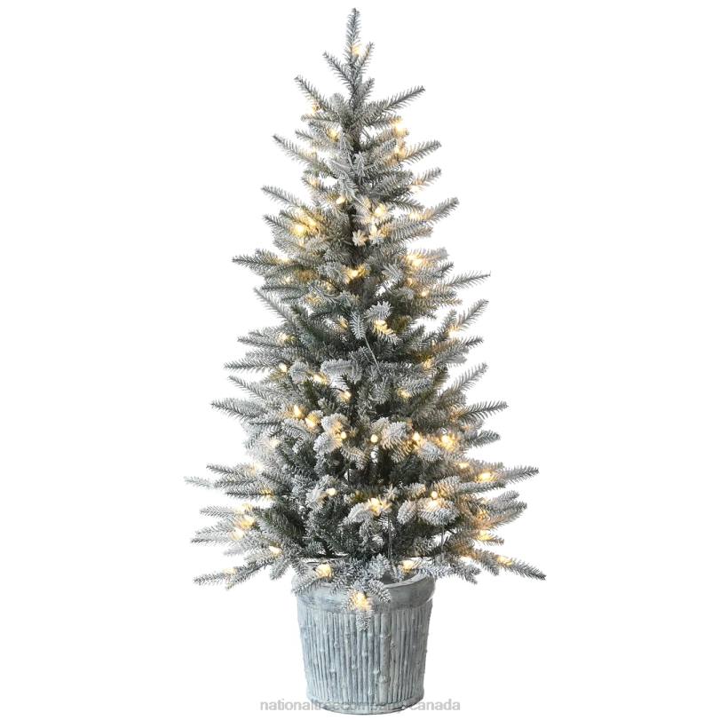 H4X0167National Tree Company Pre-Lit Artificial Christmas Entrance Tree, Snowy Alpine Fir, with Warm White LED Lights, Plug in, 4.5 ft