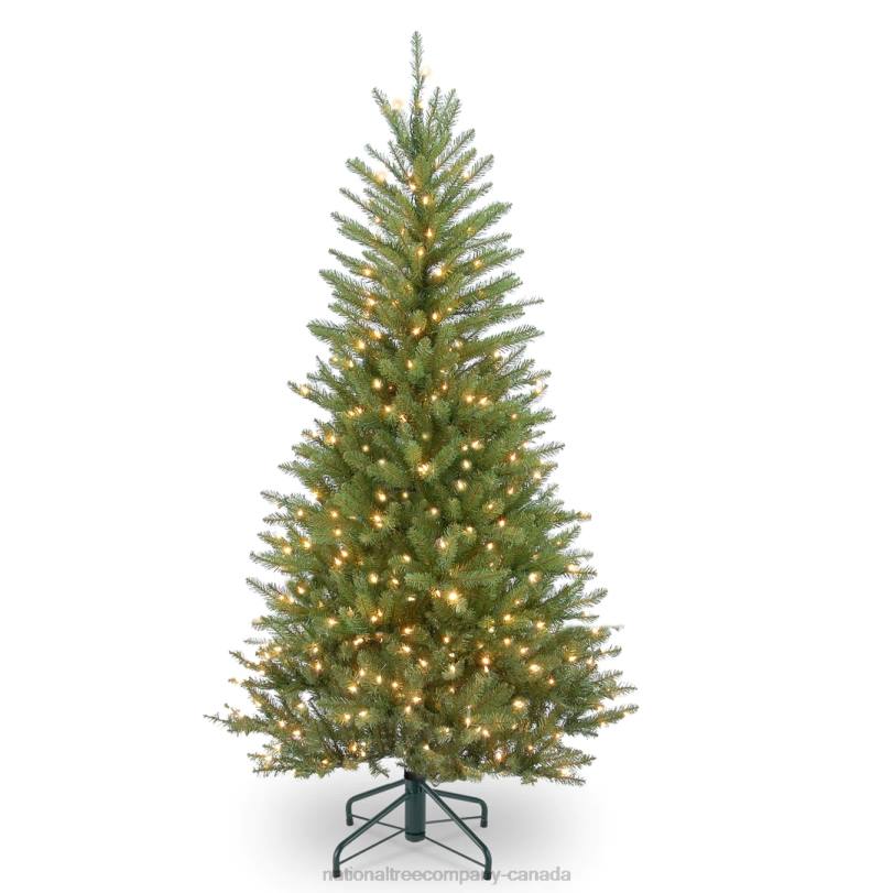 H4X073National Tree Company Pre-Lit Artificial Slim Christmas Tree, Green, Dunhill Fir, White Lights, Includes Stand, 4.5 Feet