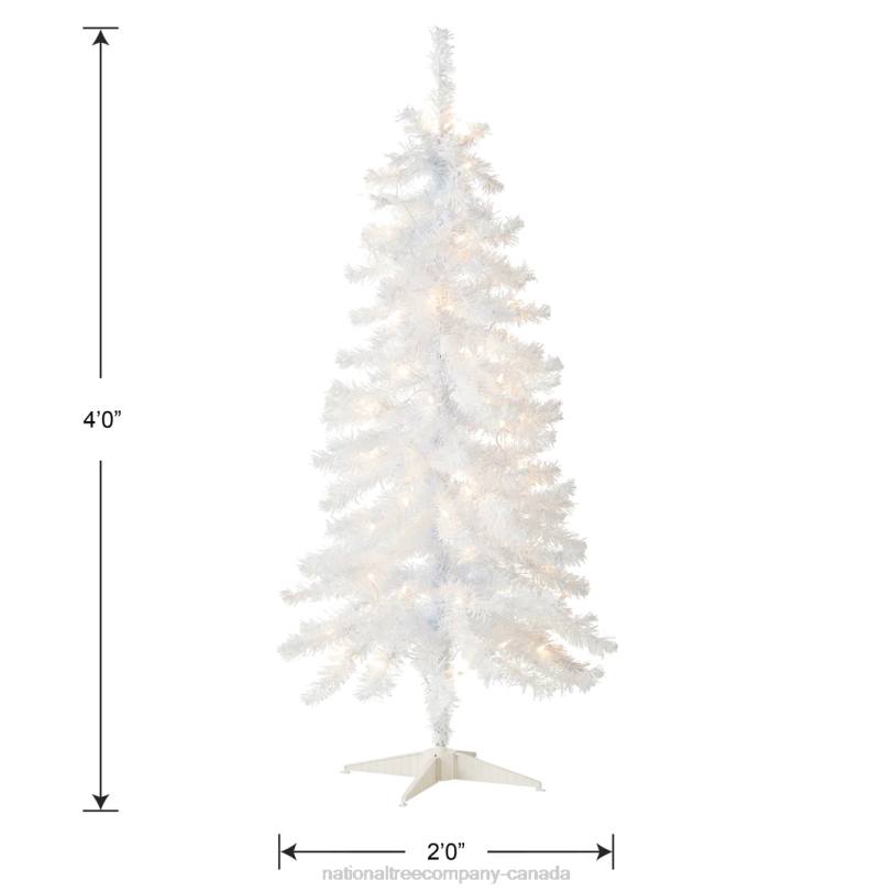 H4X079National Tree Company Pre-Lit Artificial Christmas Tree, White Tinsel, White Lights, Includes Stand, 4 feet