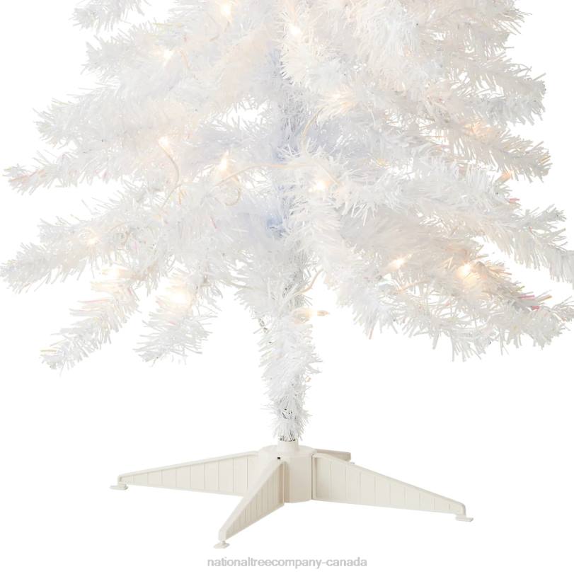 H4X079National Tree Company Pre-Lit Artificial Christmas Tree, White Tinsel, White Lights, Includes Stand, 4 feet