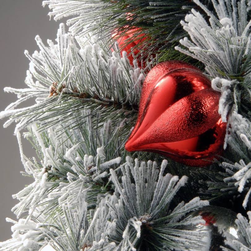 H4X088National Tree Company Pre-Lit Artificial Christmas Tree, Green, Snowy Bristle Pine, White LED Lights, Decorated with Pine Cones, Ball Ornaments, Includes Pot Base, Battery Operated, 3 Feet