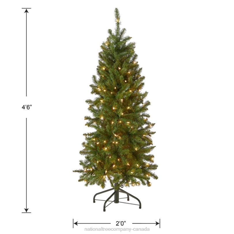 H4X08National Tree Company Artificial Pre-Lit Slim Christmas Tree, Green, Kingswood Fir, White Lights, Includes Stand, 4.5 Feet
