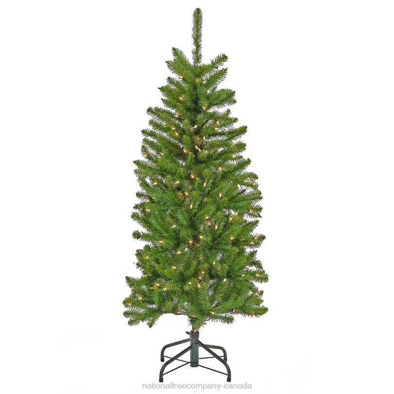 H4X08National Tree Company Artificial Pre-Lit Slim Christmas Tree, Green, Kingswood Fir, White Lights, Includes Stand, 4.5 Feet